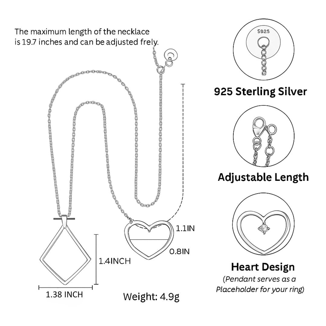 Heart Ring Holder Necklace - Amelina-The Livary