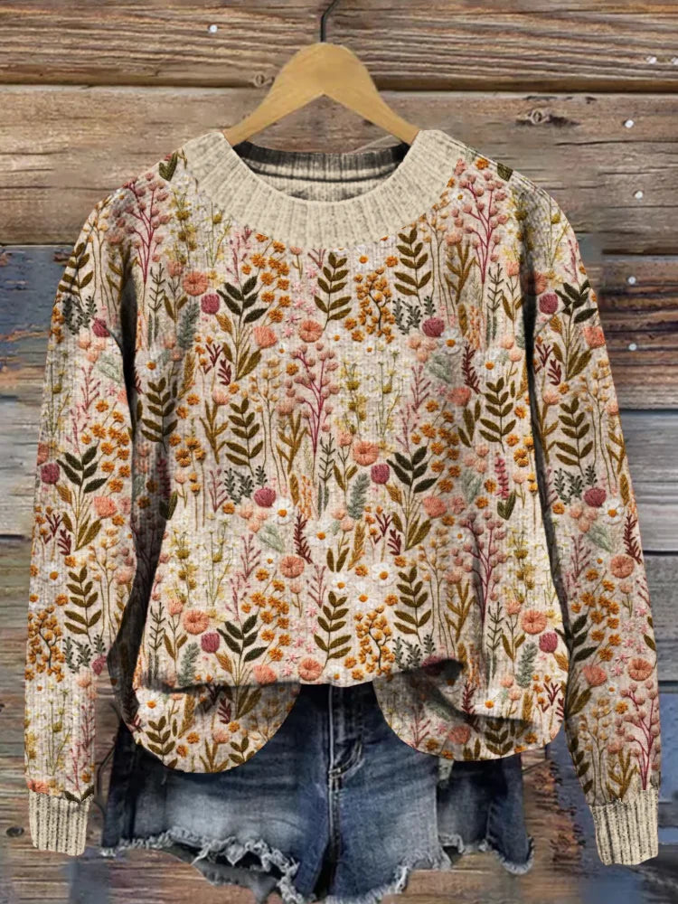 Warm Embroidered Sweater - Elara-S-The Livary