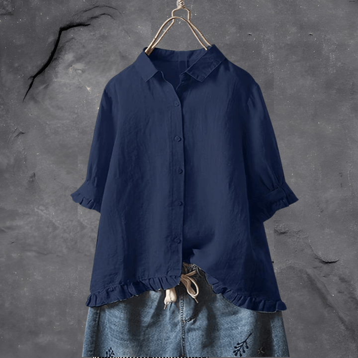 Comfortable Cotton Blouse for Women - Elena-Marine blue-M-The Livary