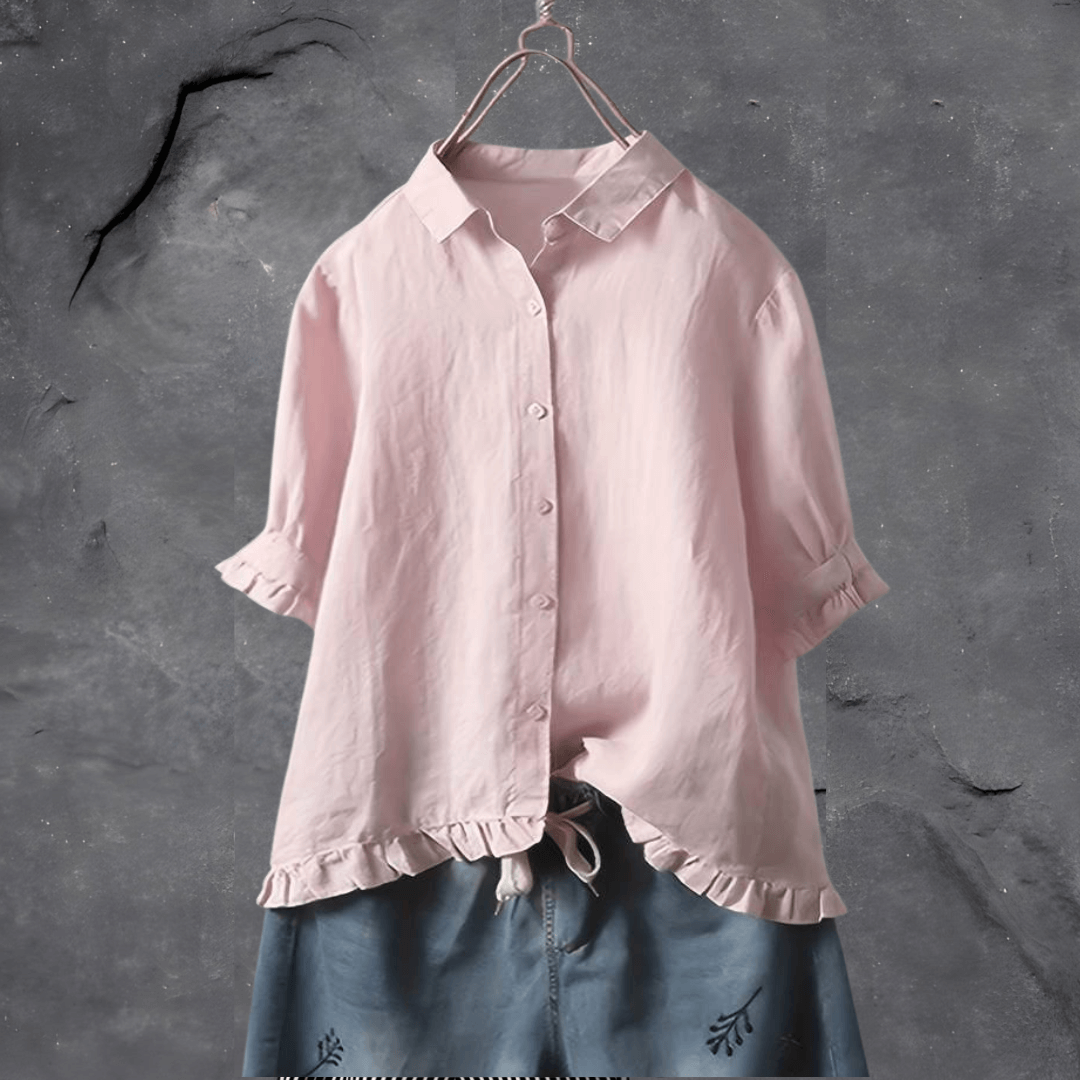 Comfortable Cotton Blouse for Women - Elena-Pink-M-The Livary