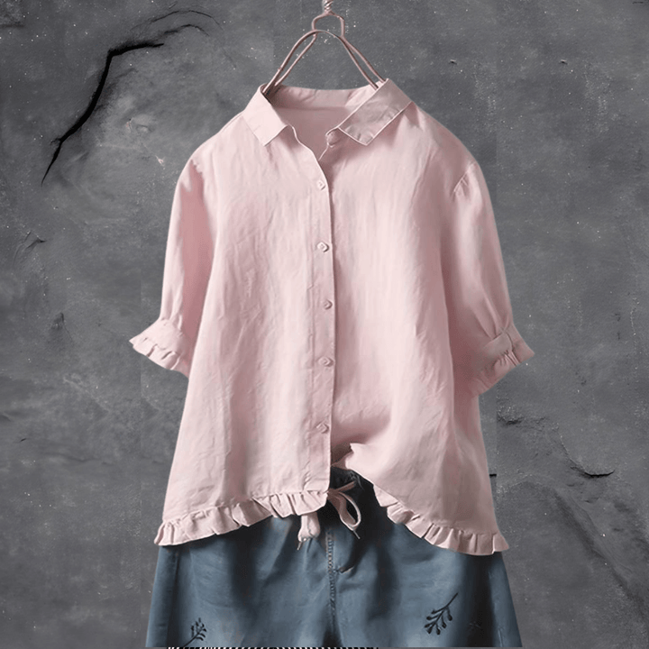 Comfortable Cotton Blouse for Women - Elena-Pink-M-The Livary