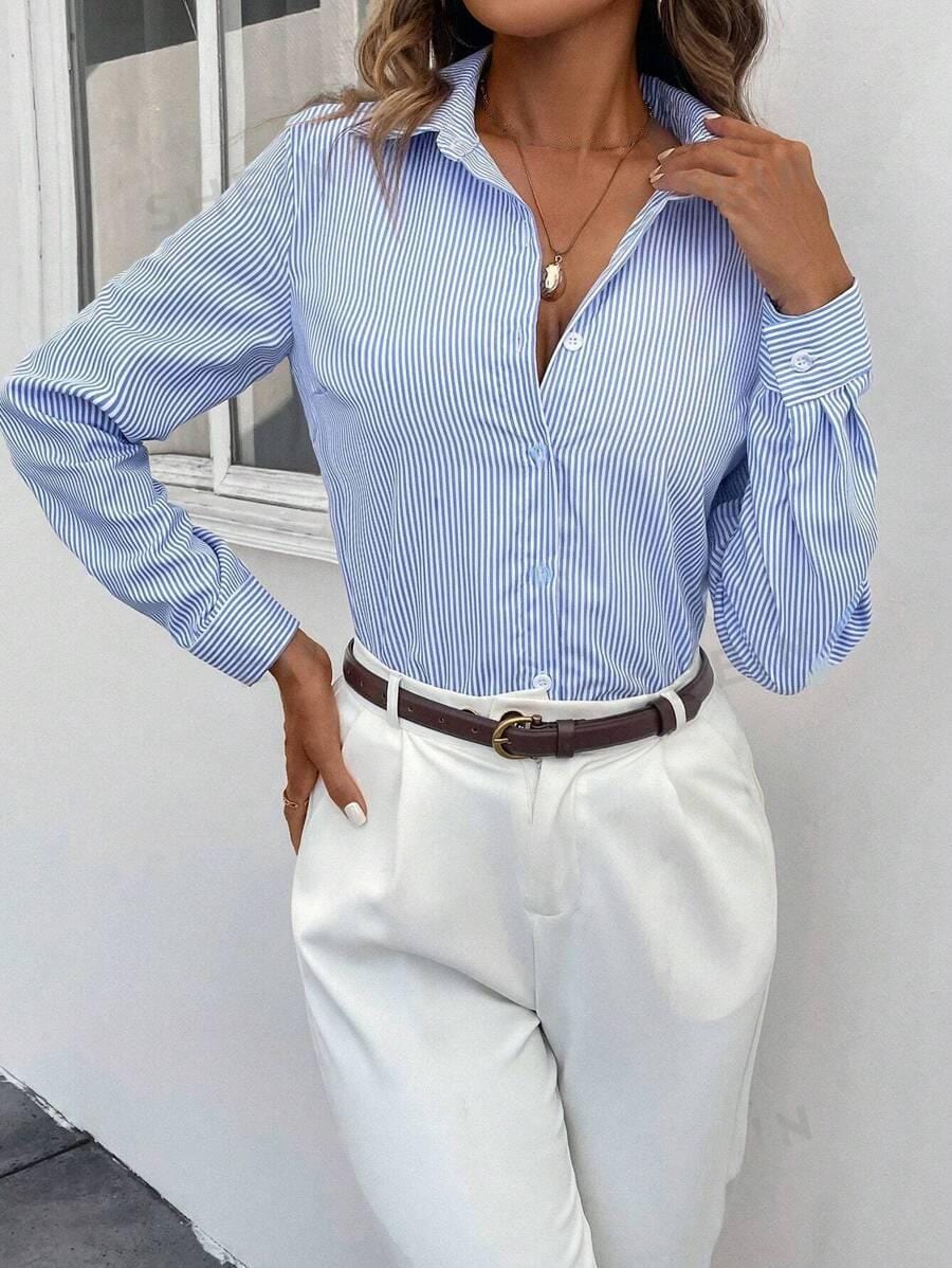 Classic Striped Women's Blouse - Larissa-XS-The Livary