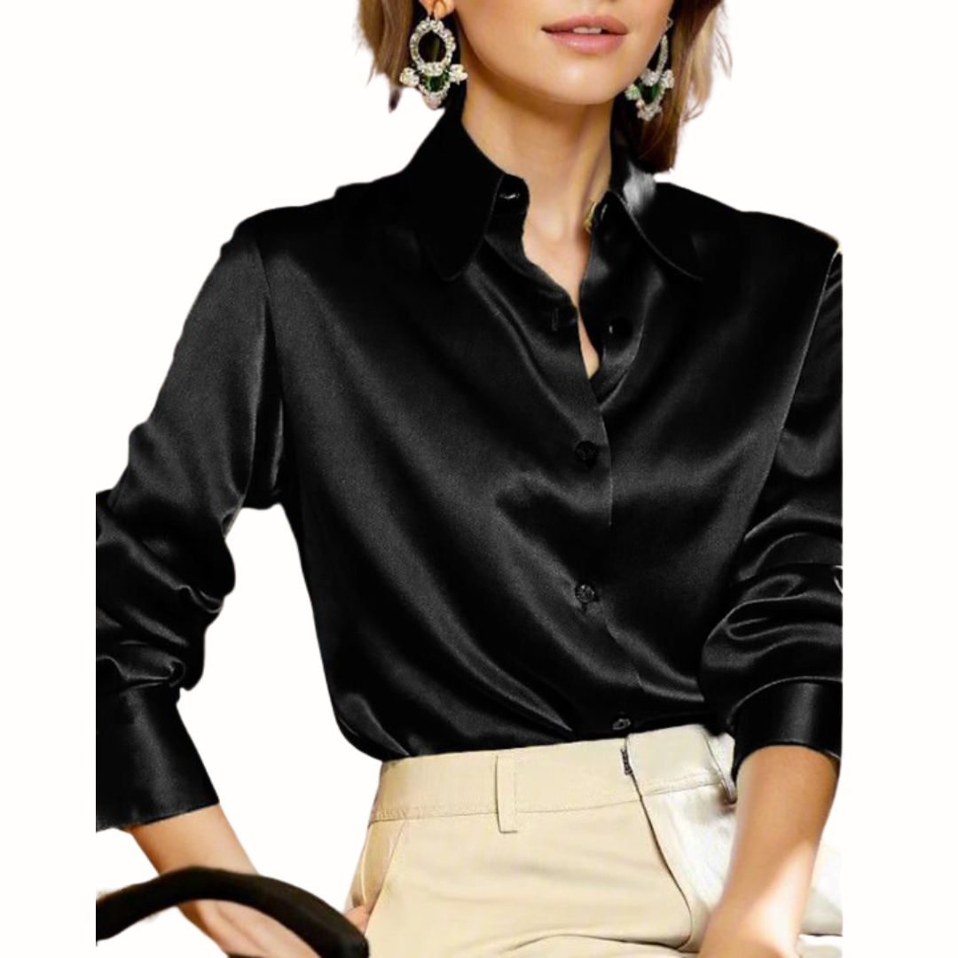 Satin Blouse for Women - Elara-Black (Sold Out!)-S-The Livary