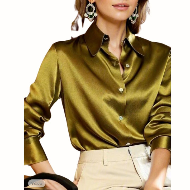 Satin Blouse for Women - Elara-Yellow-S-The Livary