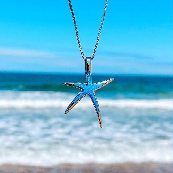 Blue Opal Starfish Necklace - Maris-The Livary