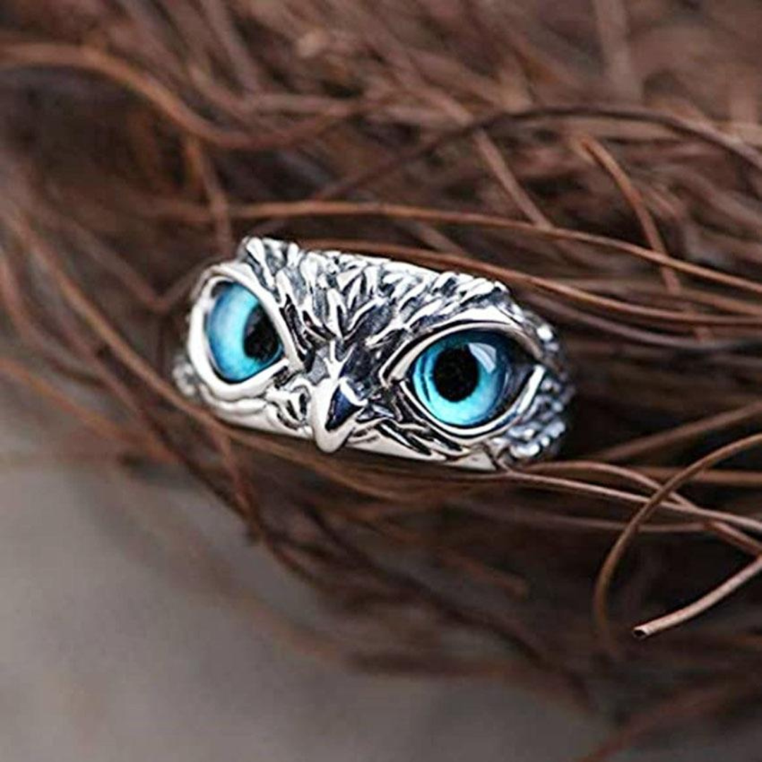 Silver Opal Owl Charm Ring - Ophelia-The Livary