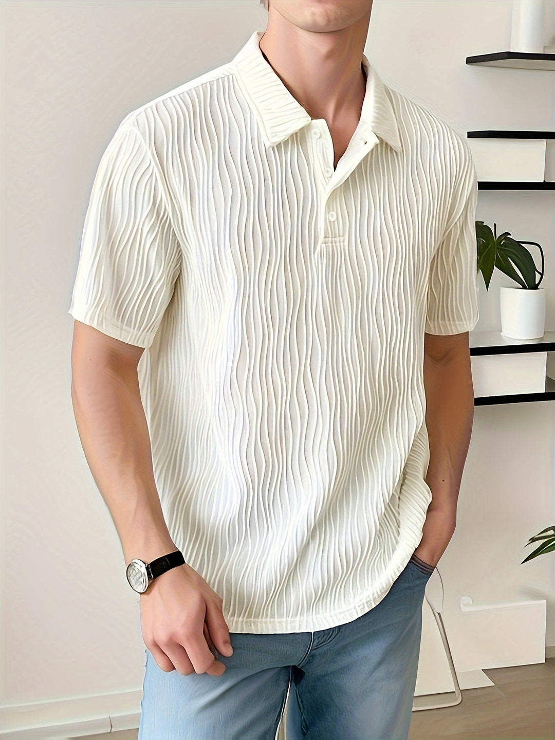 White Casual Striped Polo Shirt - Elias-S-The Livary