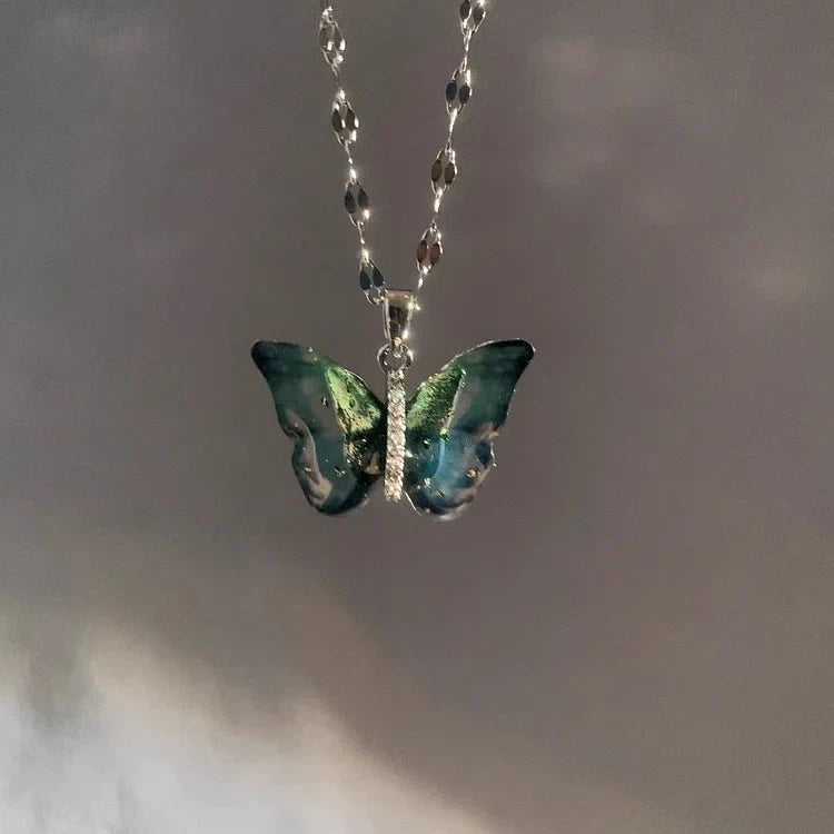 Blue Butterfly Necklace - Elina-The Livary