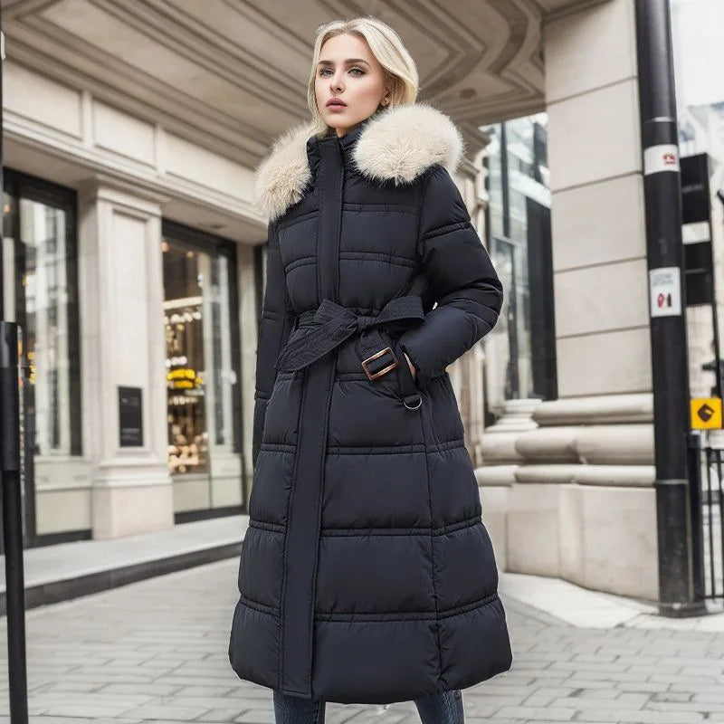 Luxurious Long Parka Coat for Women - Victoria-Black-S-The Livary