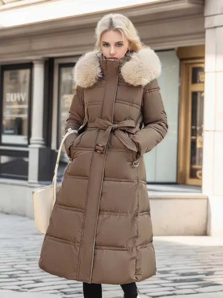 Luxurious Long Parka Coat for Women - Victoria-Khaki-S-The Livary
