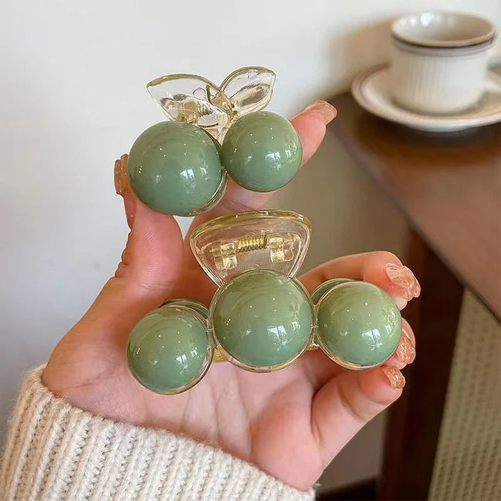 Green Pearl Hair Clip - Liana-Small (2 Pearls)-The Livary