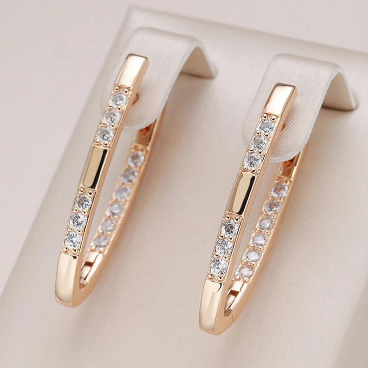 Radiant Zirconia Earrings - Celeste-Gold-The Livary