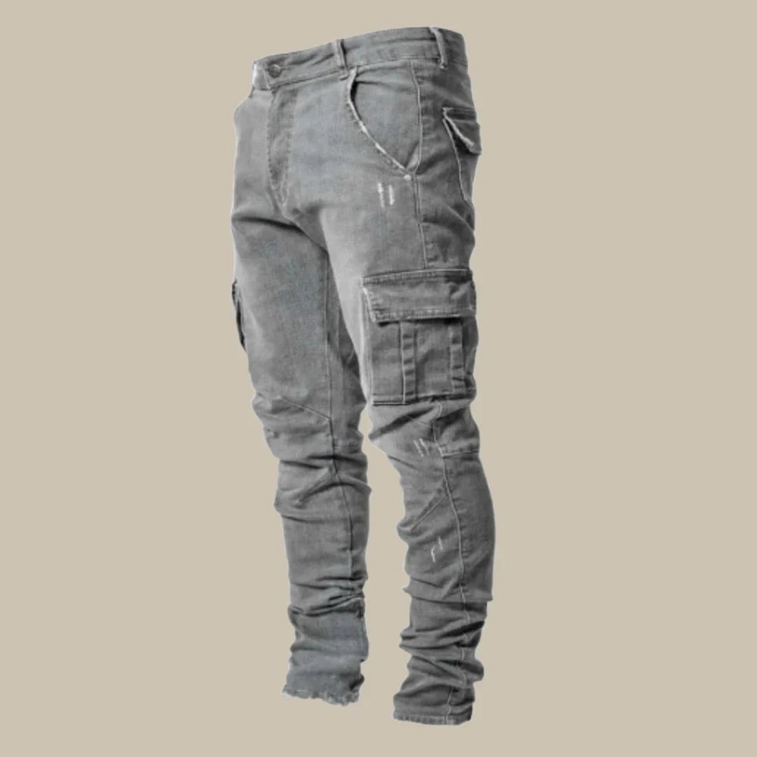 Premium Stretch Cargo Jeans for Men - Orion-Grey-S-The Livary
