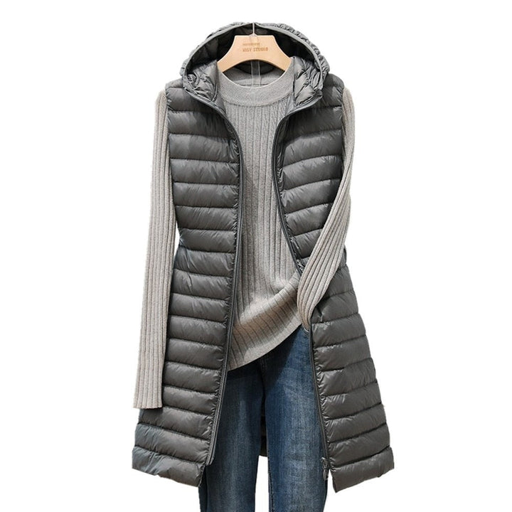 Comfortable Long Women's Gilet - Rianne-Grey-S-The Livary