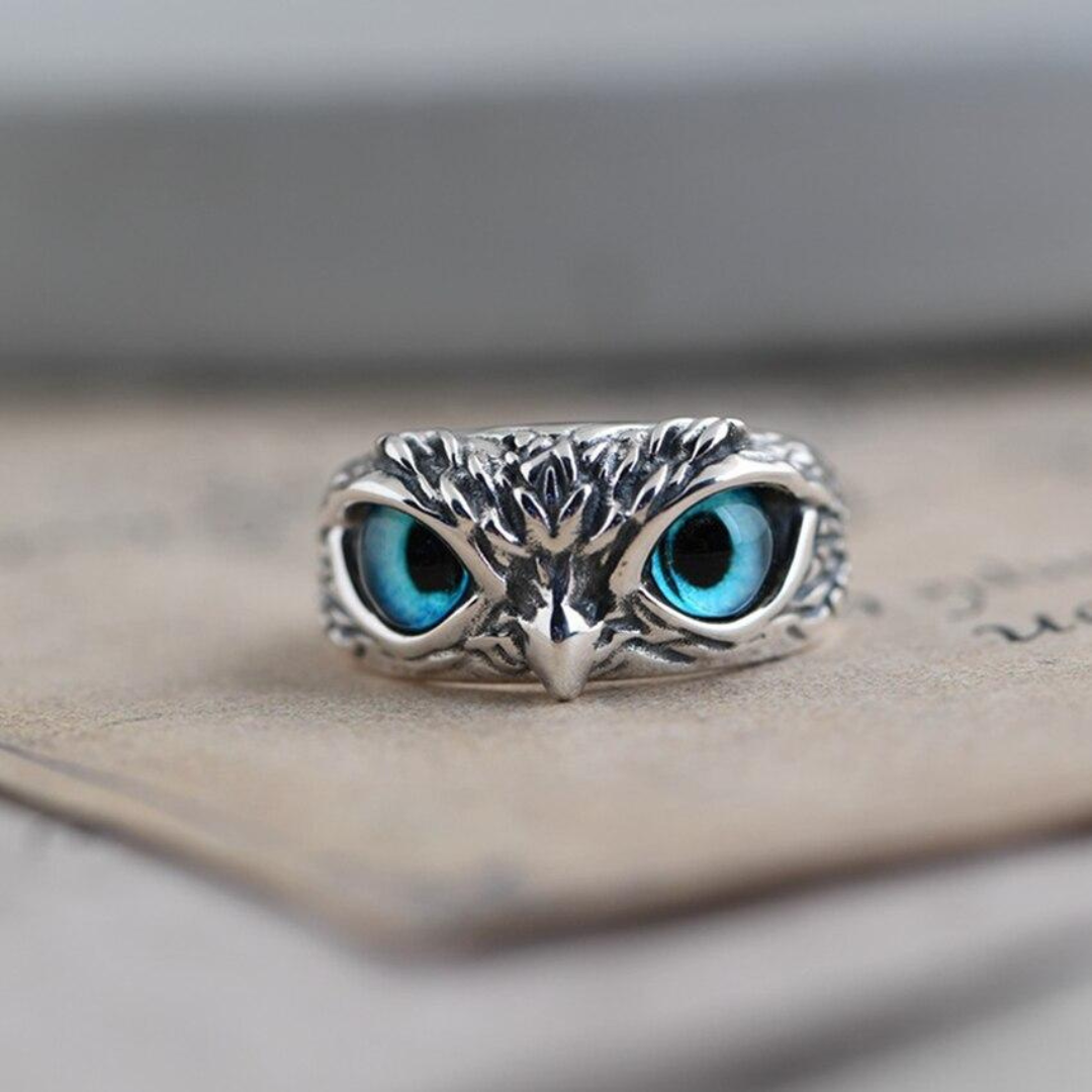 Silver Opal Owl Charm Ring - Ophelia-The Livary