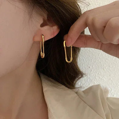 Gold/Silver Paperclip Earrings - Viola-Gold-The Livary