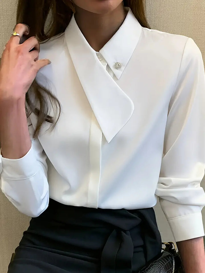Stylish White Women's Blouse - Emilia-S-The Livary