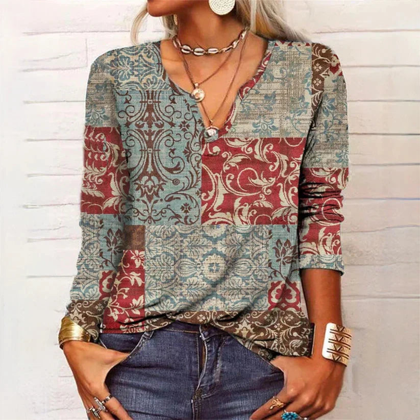 Airy ladies' summer blouse with V-neck – Lina-S-The Livary
