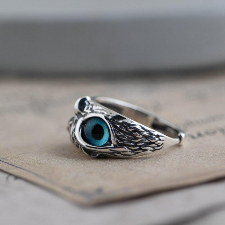 Silver Opal Owl Charm Ring - Ophelia-The Livary