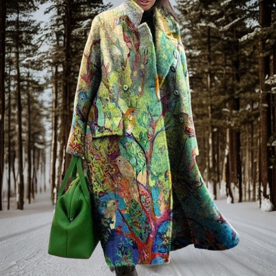 Long Warm Ladies Winter Coat - Sofia-Green-S-The Livary