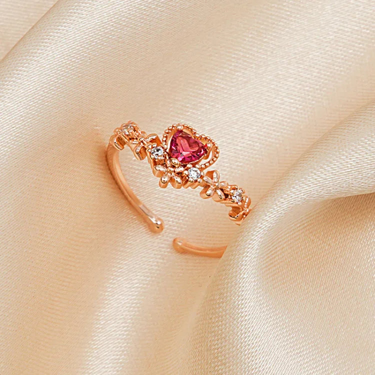 Red Crystal Love Ring - Scarlett-The Livary