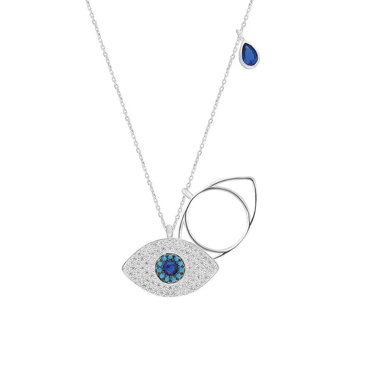 Stylish Necklace with Evil Eye - Leyla-Silver-The Livary
