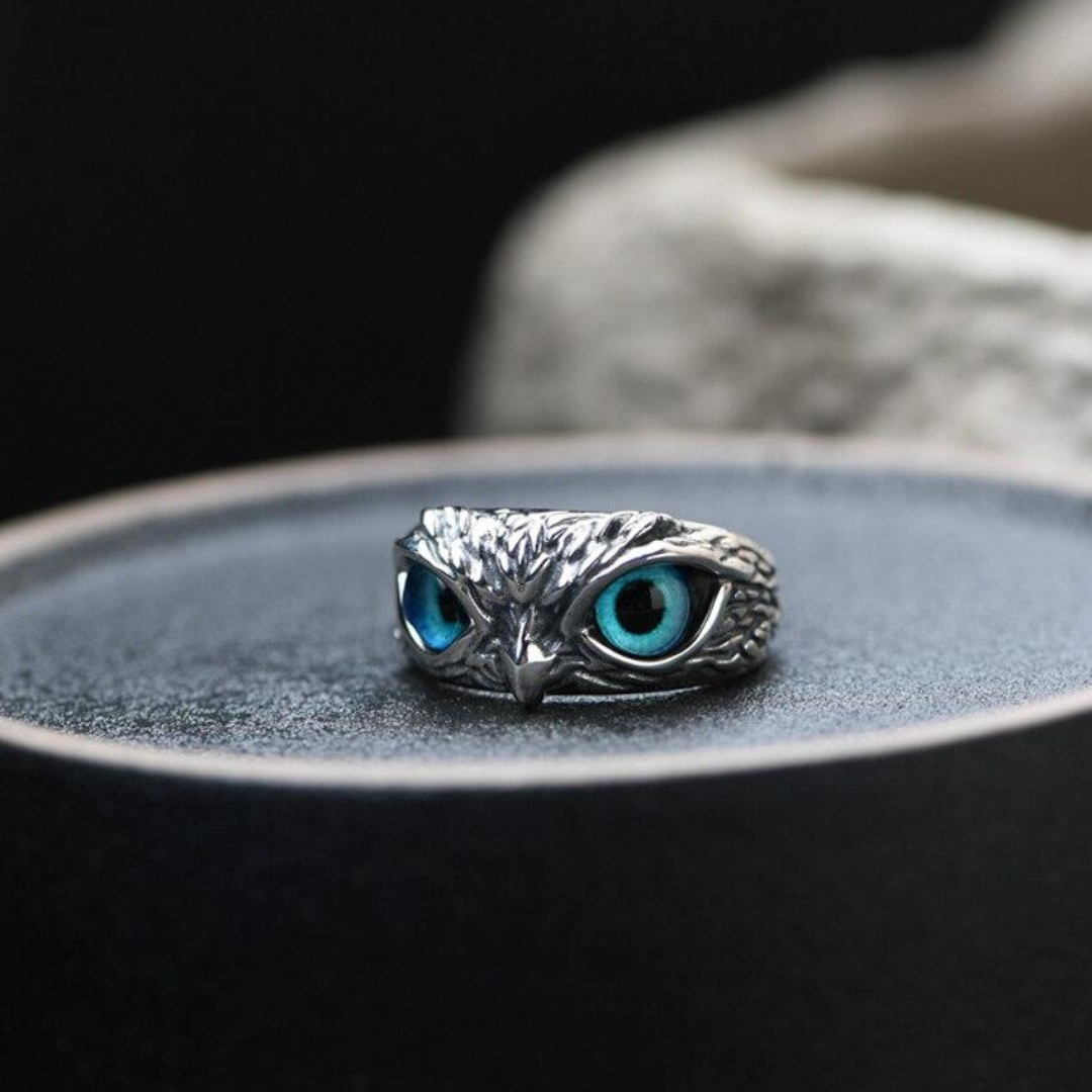Silver Opal Owl Charm Ring - Ophelia-The Livary