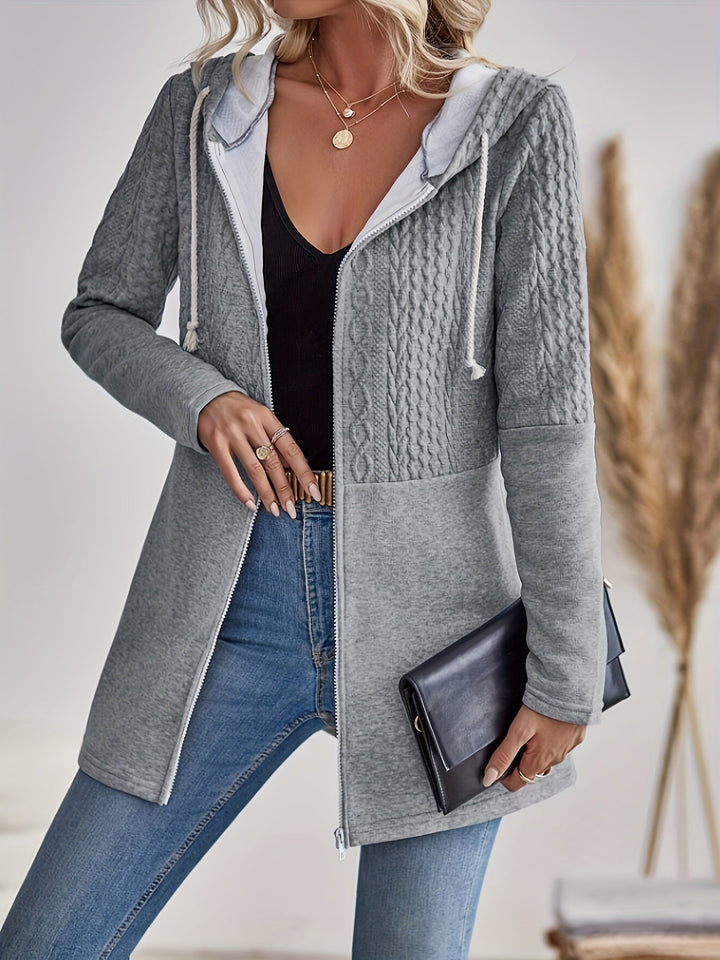 Textured Jacket with Zip and Hood - Isla-S-The Livary