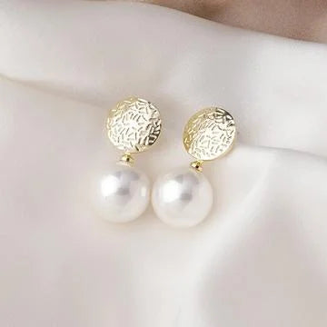 Pearl Earrings with 18K Gold Plated Copper - Celeste-White-The Livary