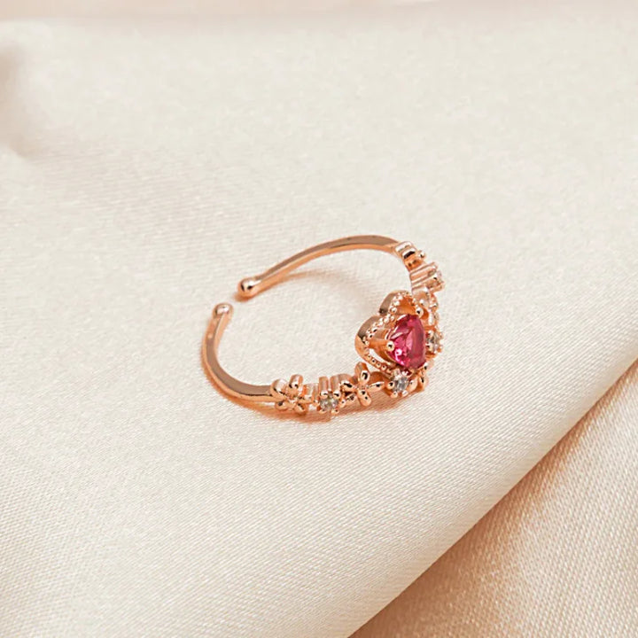 Red Crystal Love Ring - Scarlett-The Livary