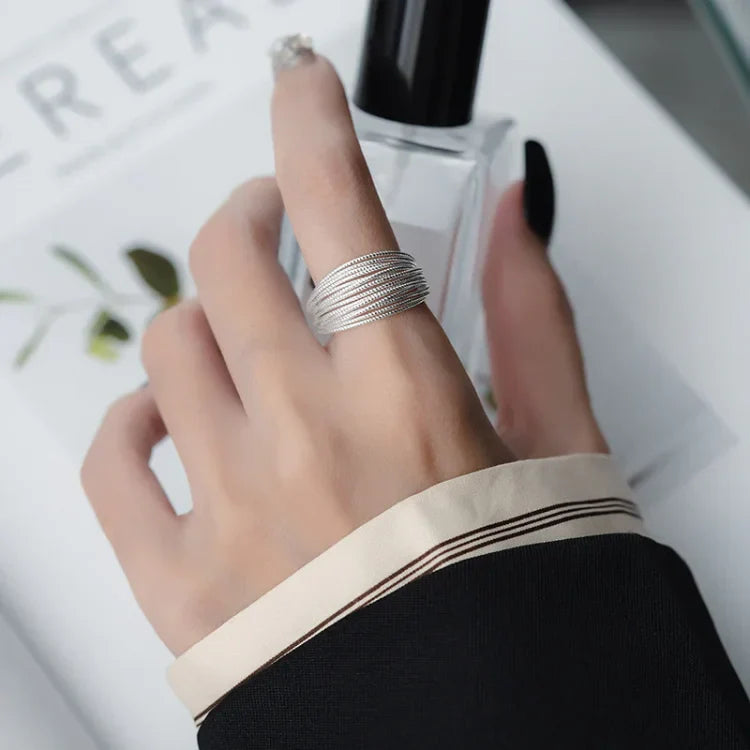 Adjustable Layered Ring - Isolde-Silver-The Livary