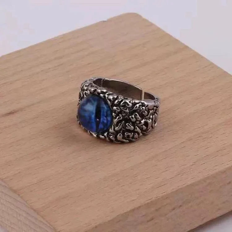 Adjustable Snake Ring with Demon Eye - Damon-Blue-The Livary