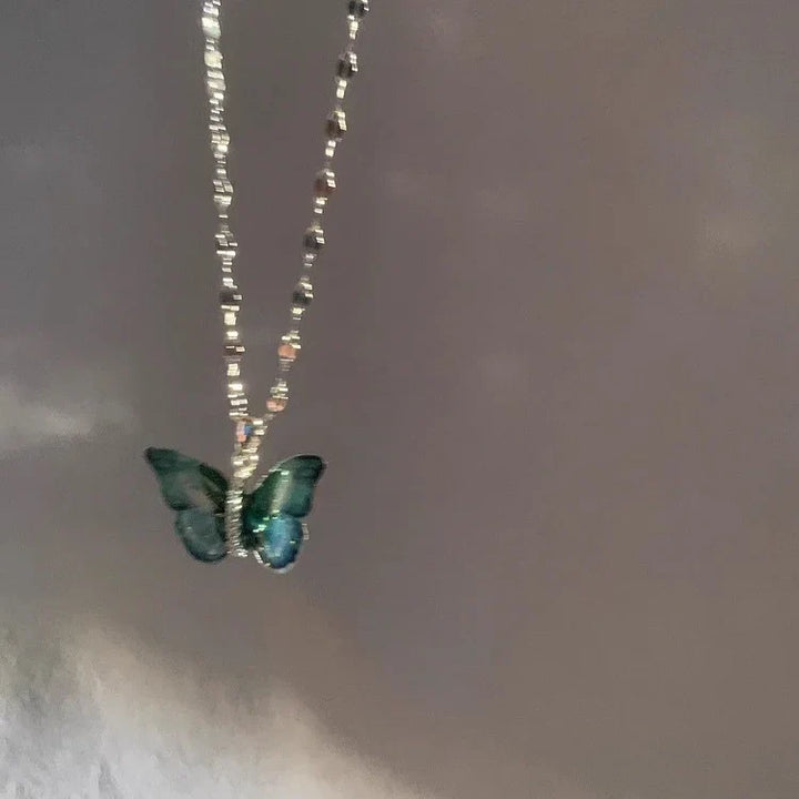 Blue Butterfly Necklace - Elina-The Livary