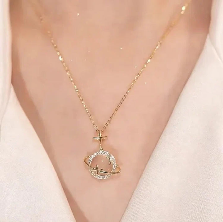 Golden Planet Necklace - Celestia-The Livary