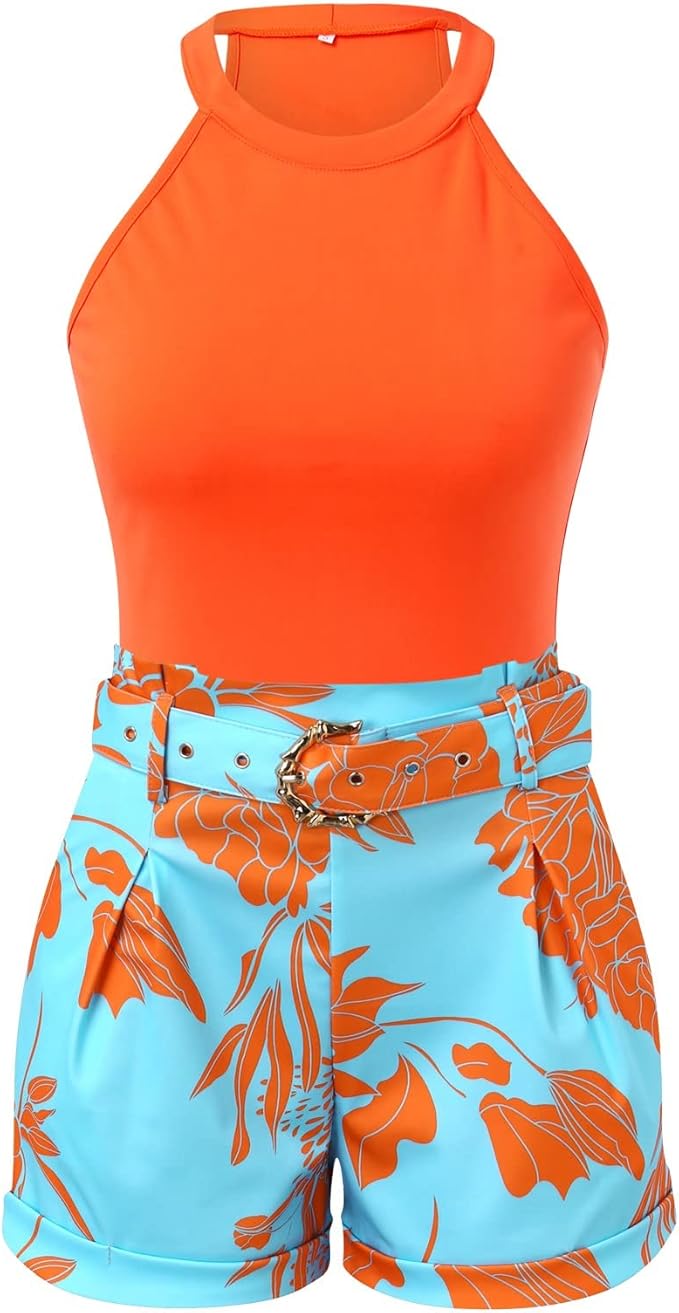 Two-piece summer set for women with floral pattern – Soraya-S-The Livary