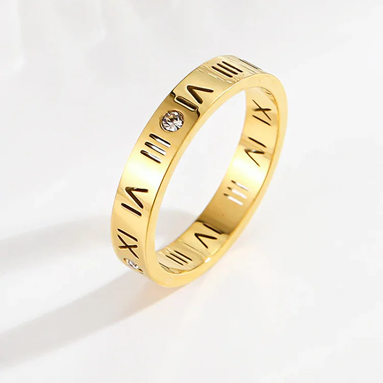 Trendy Roman Numeral Ring - Aurielle-5-Gold-The Livary