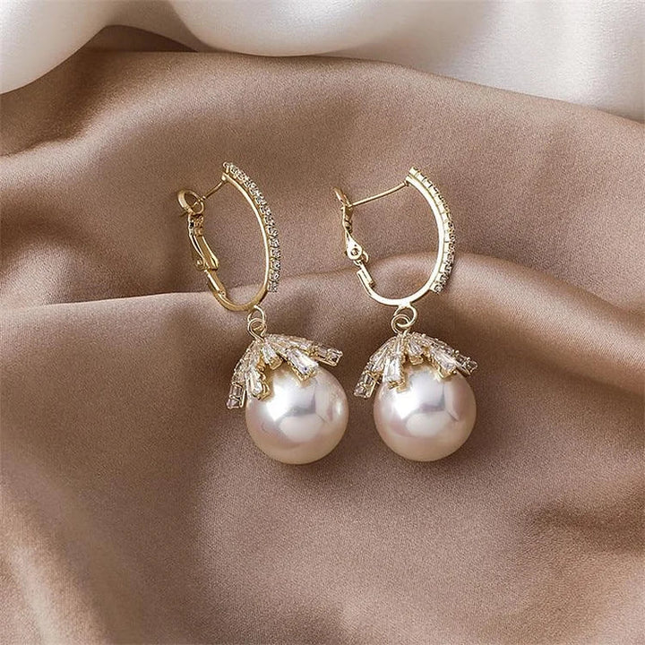 Refined Pearl Earrings - Elisette-Grey-The Livary