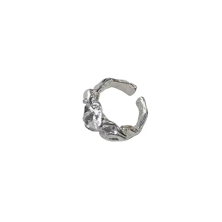 Minimalist Ring with Plissé Lava Design - Arden-Silver-The Livary