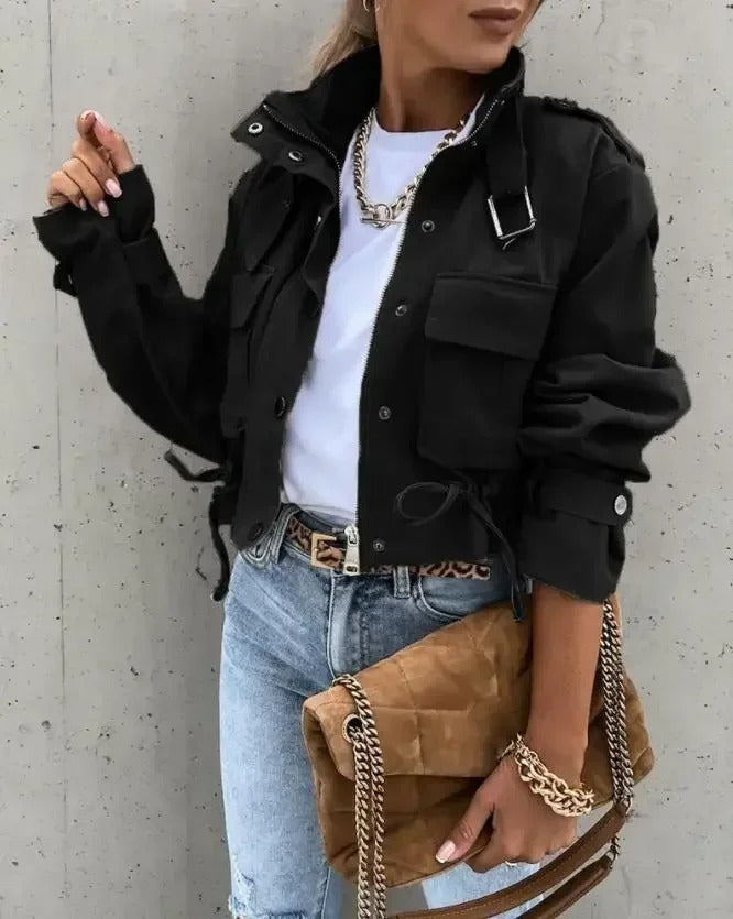 Cropped summer jacket with chic – Noëlle-Black-S-The Livary