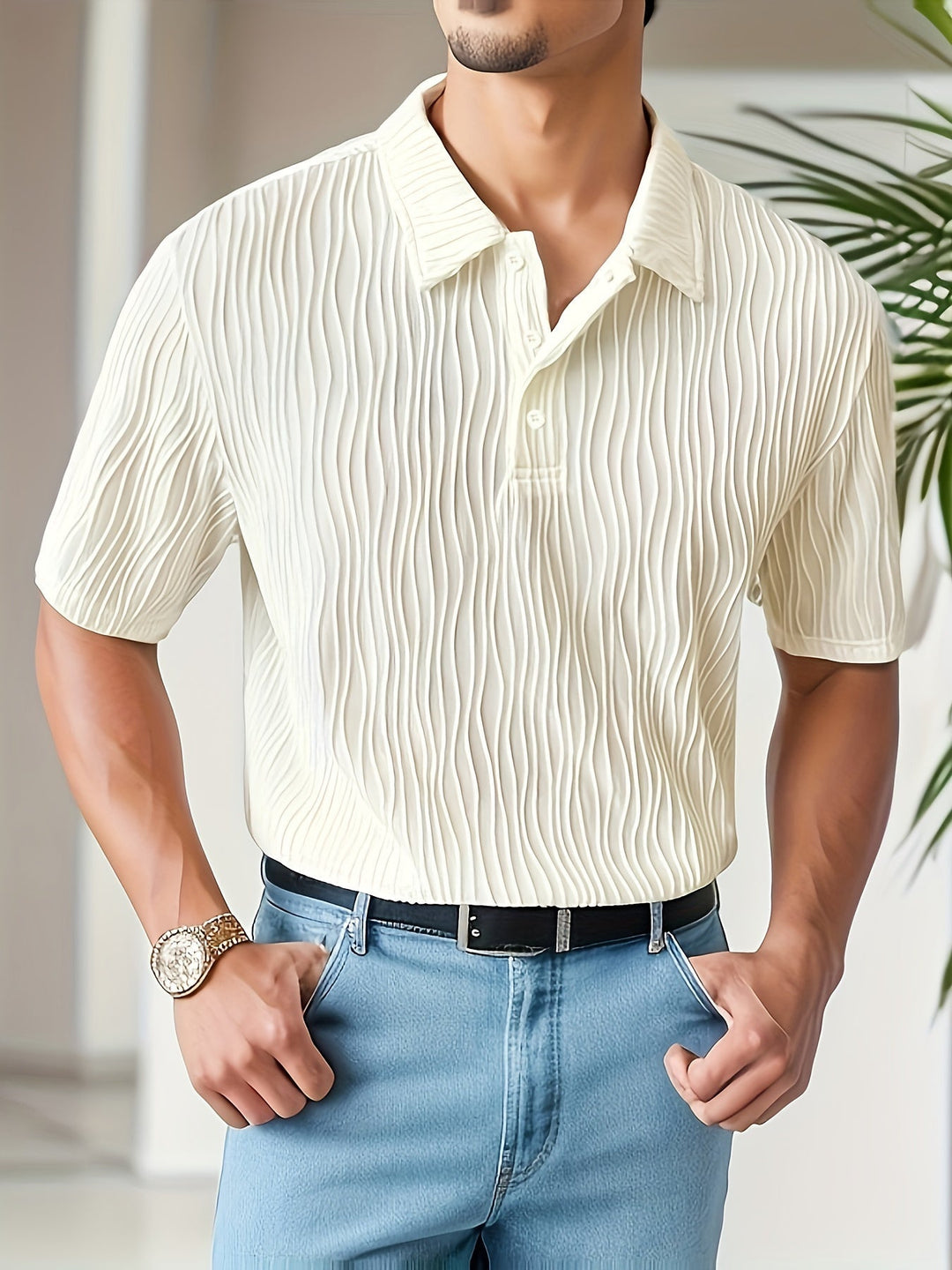 White Casual Striped Polo Shirt - Elias-S-The Livary