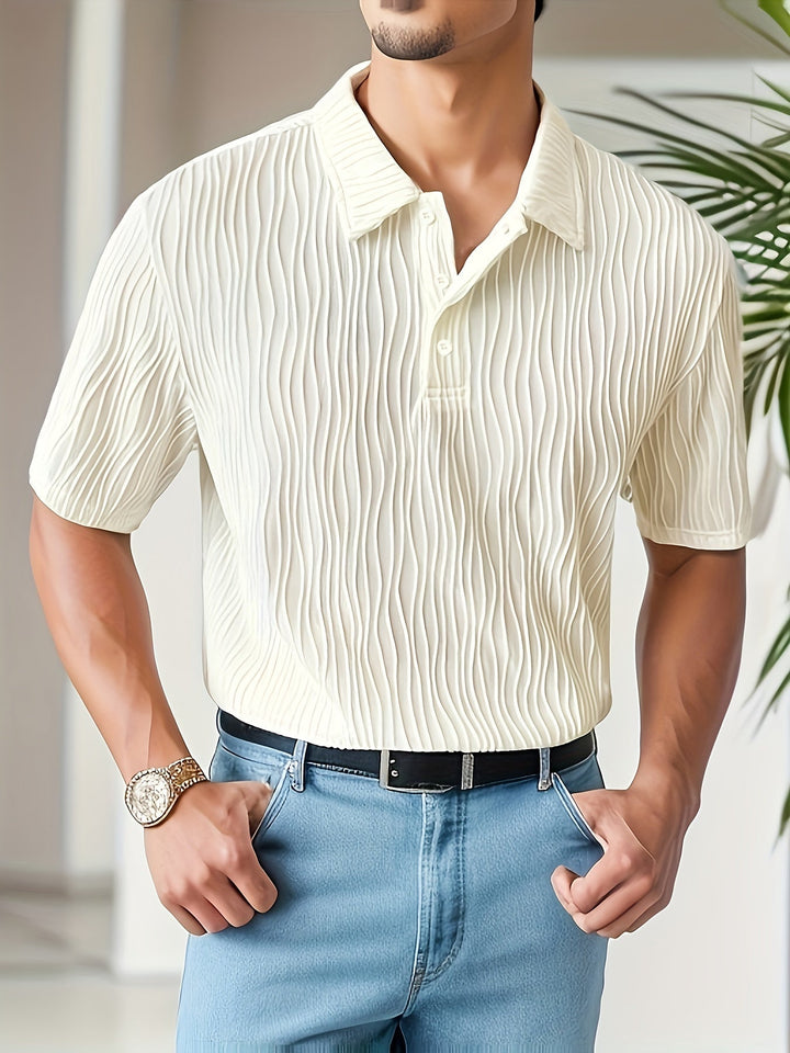White Casual Striped Polo Shirt - Elias-S-The Livary