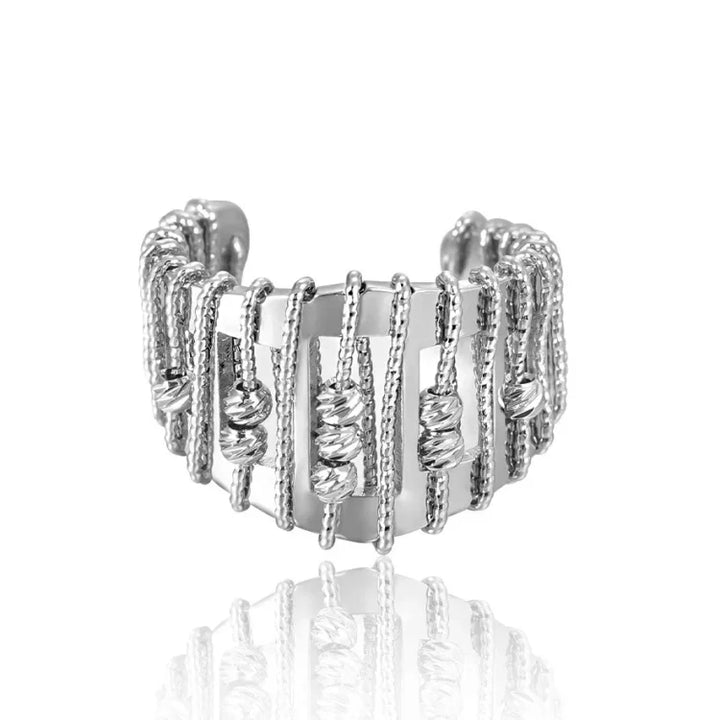 Stylish Openwork Pearl Ring - Alina-The Livary