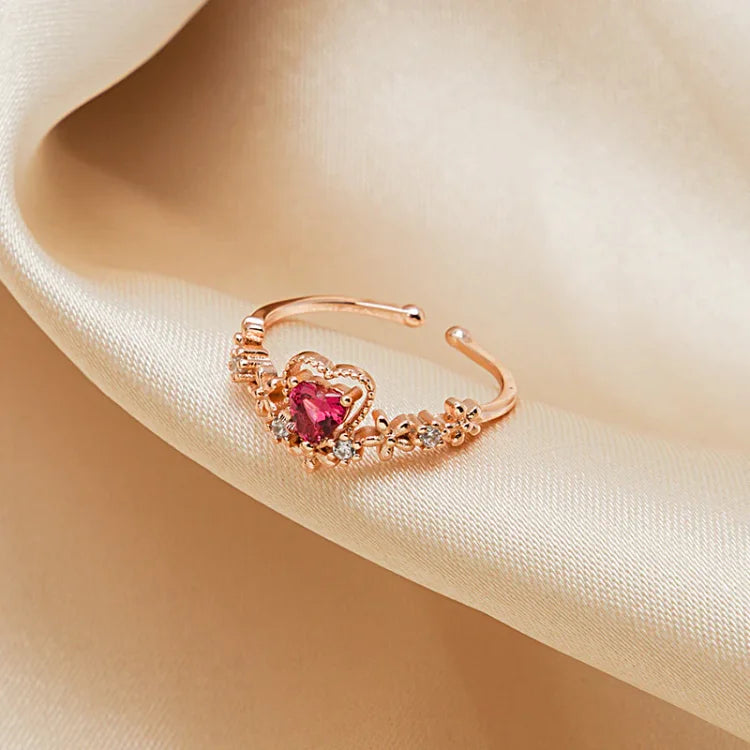 Red Crystal Love Ring - Scarlett-The Livary