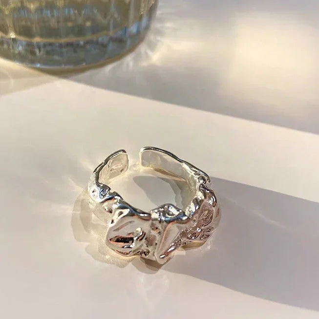 Minimalist Ring with Plissé Lava Design - Arden-Gold-The Livary