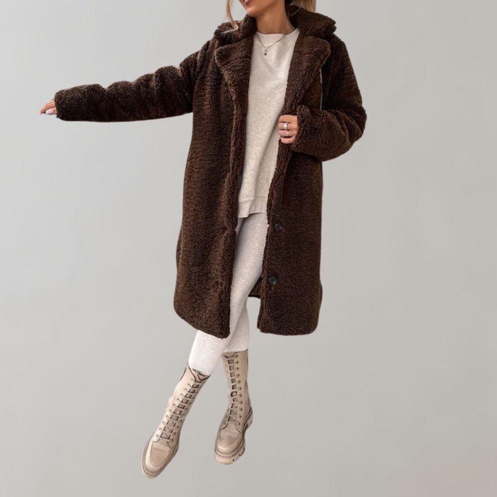 Long Teddy Coat for Women - Elodie-Coffee-S-The Livary