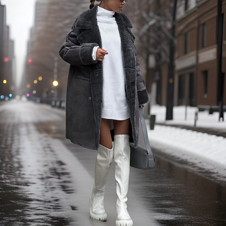 Trendy Imitation Lamb Fur Winter Coat - Livia-Apricot-S-The Livary