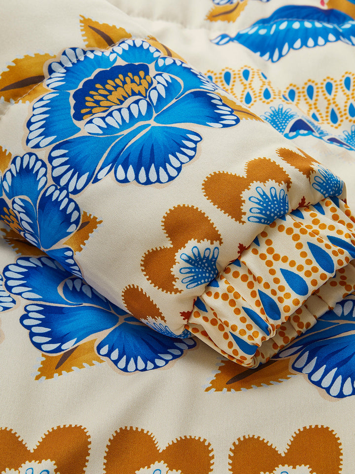 Bohemian Winter Jacket with Print and Zip - Zahara-S-The Livary