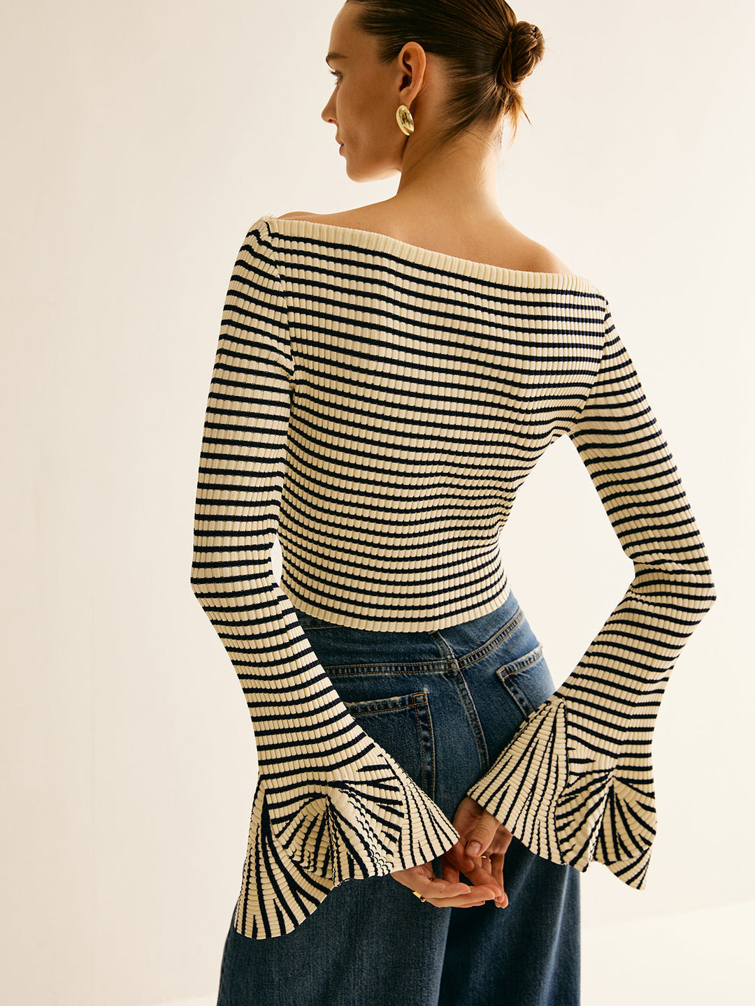 Cold-Shoulder Striped Shirt for Women - Selene-XS-The Livary