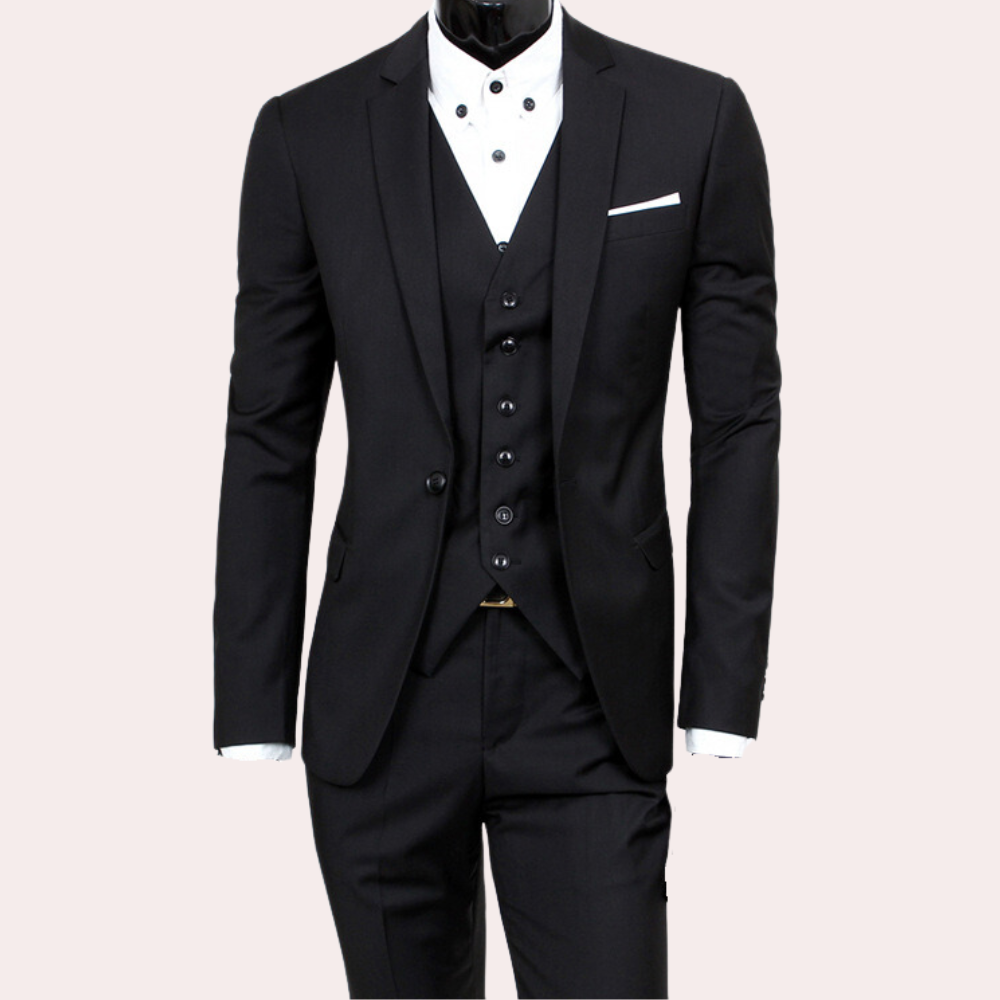 Classic 3-Piece Men's Suit - Theo-Black-S-The Livary