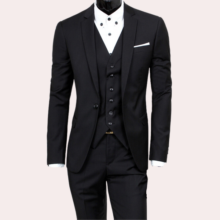 Classic 3-Piece Men's Suit - Theo-Black-S-The Livary